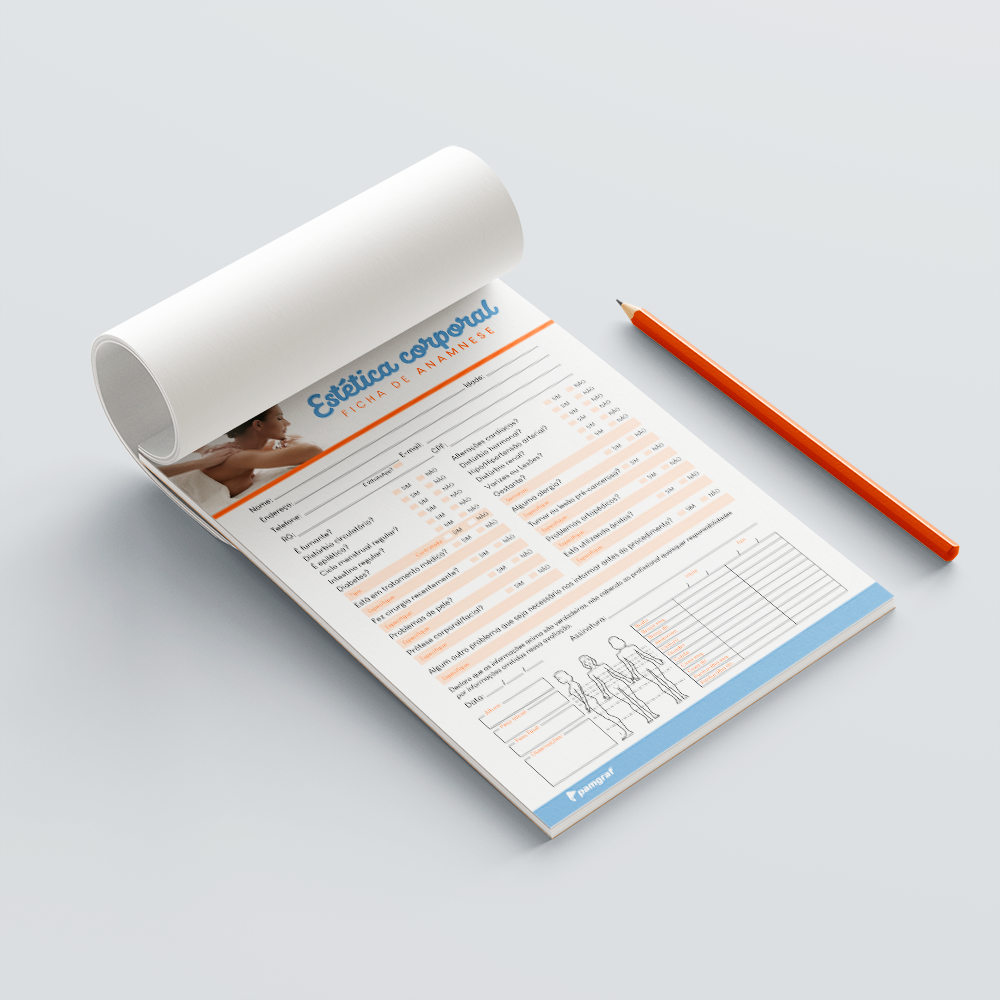 Ficha Anamnese de Estetica Corporal Bloco com 100 Folhas