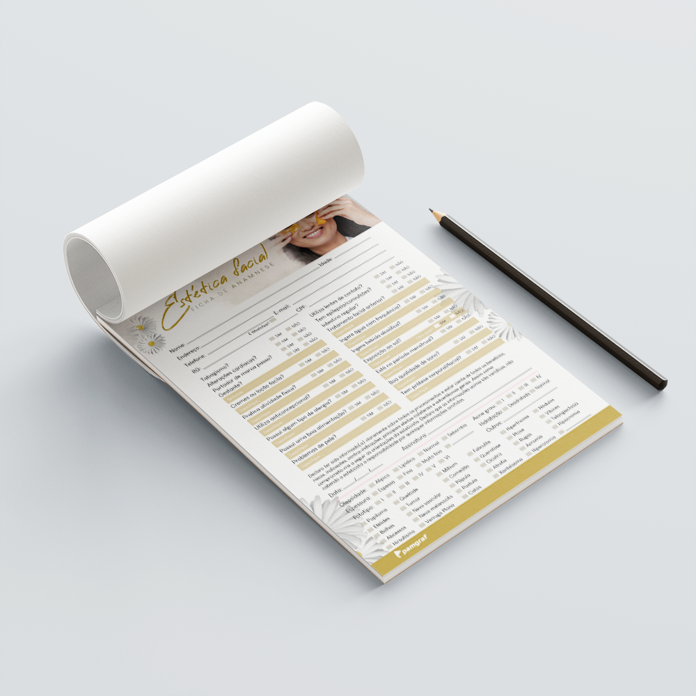 Ficha Anamnese de Estetica Facial Bloco com 100 Folhas