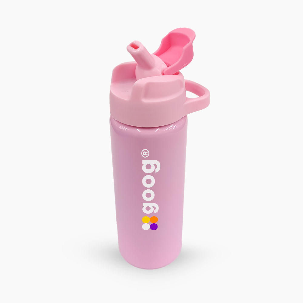 Garrafa Alumínio Com Canudo 600ml