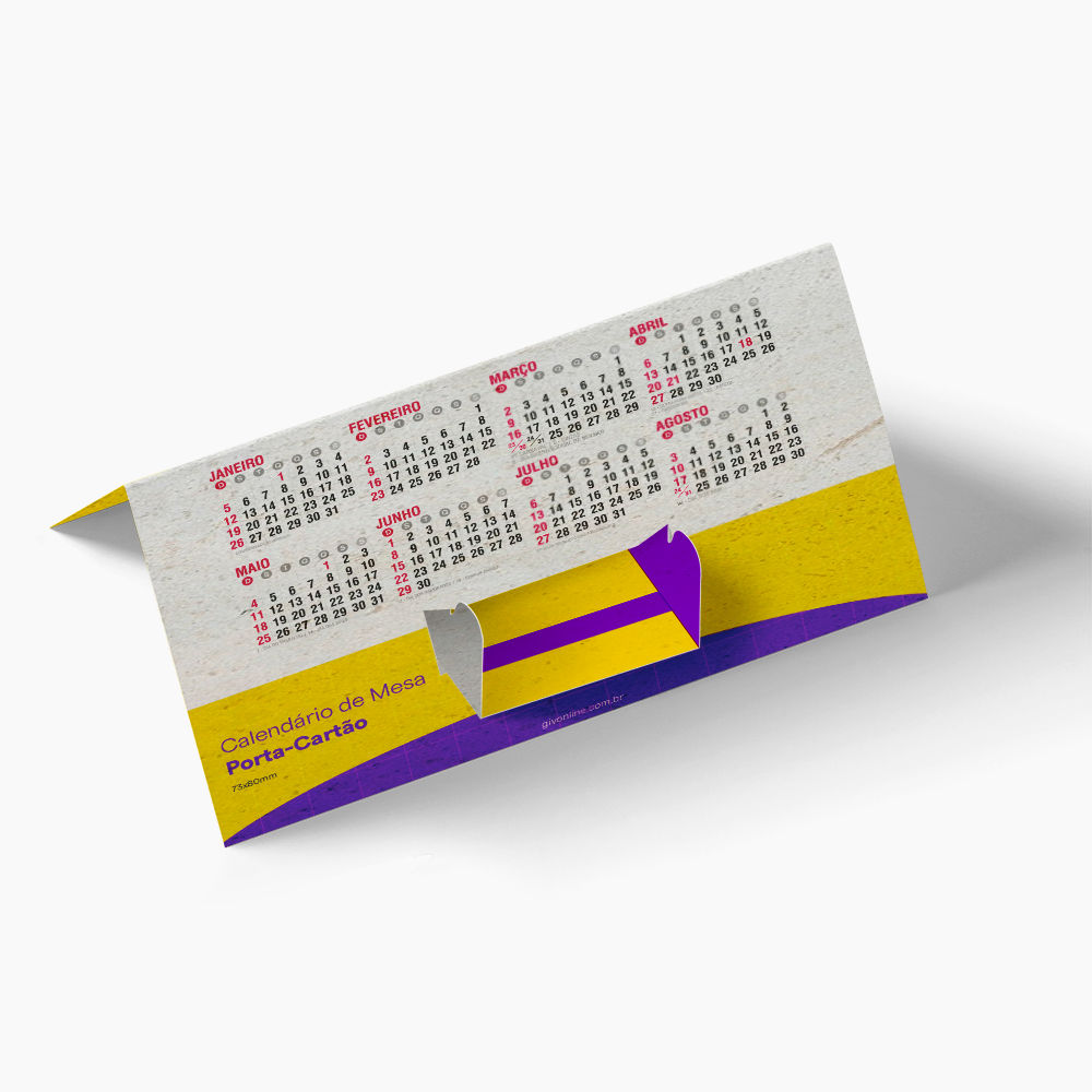 Calendário de Mesa Porta-Cartão