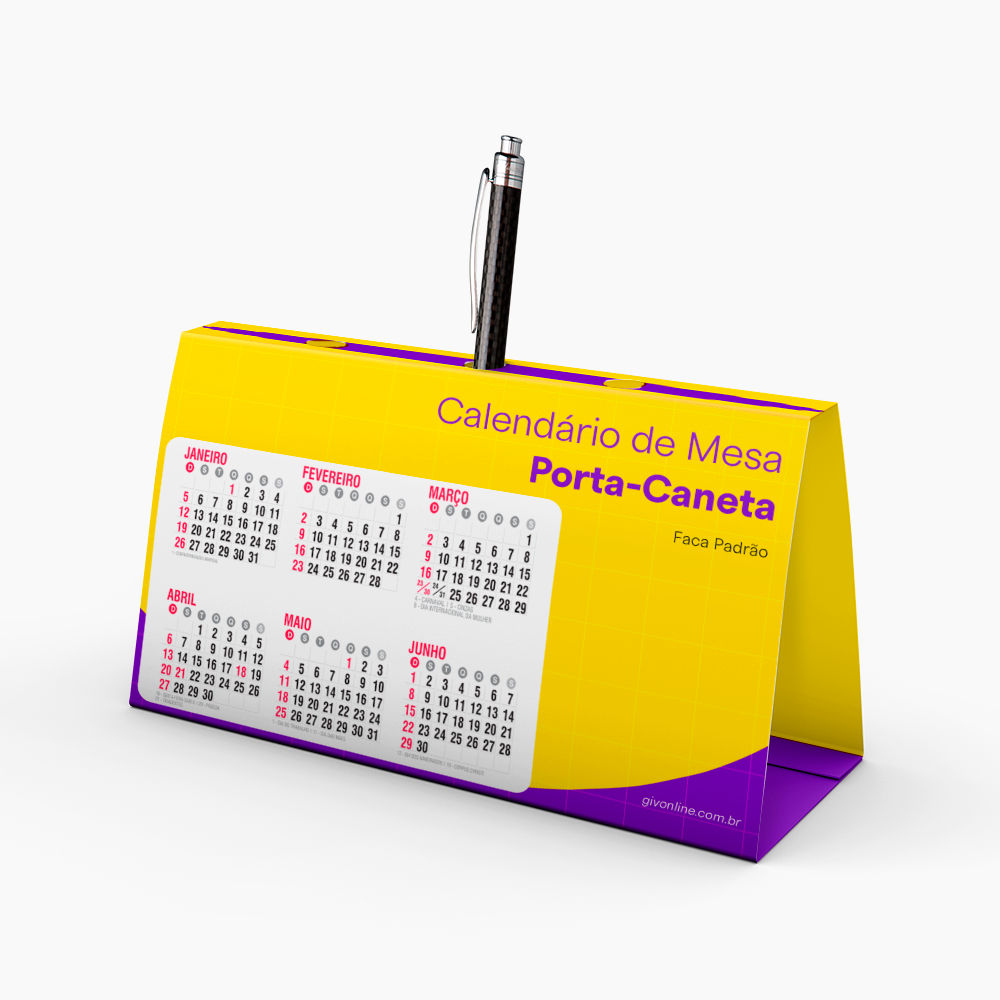Calendário de Mesa Porta-Caneta
