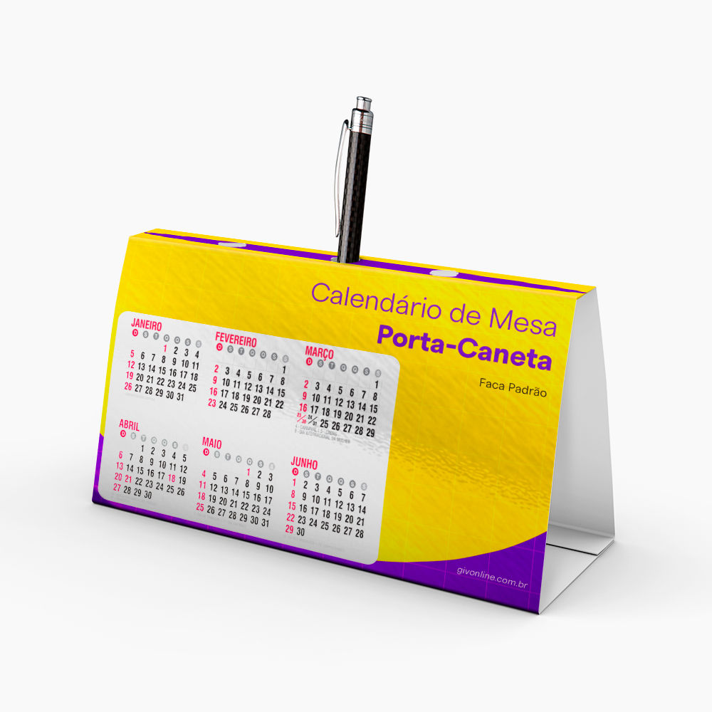 Calendário de Mesa Porta-Caneta