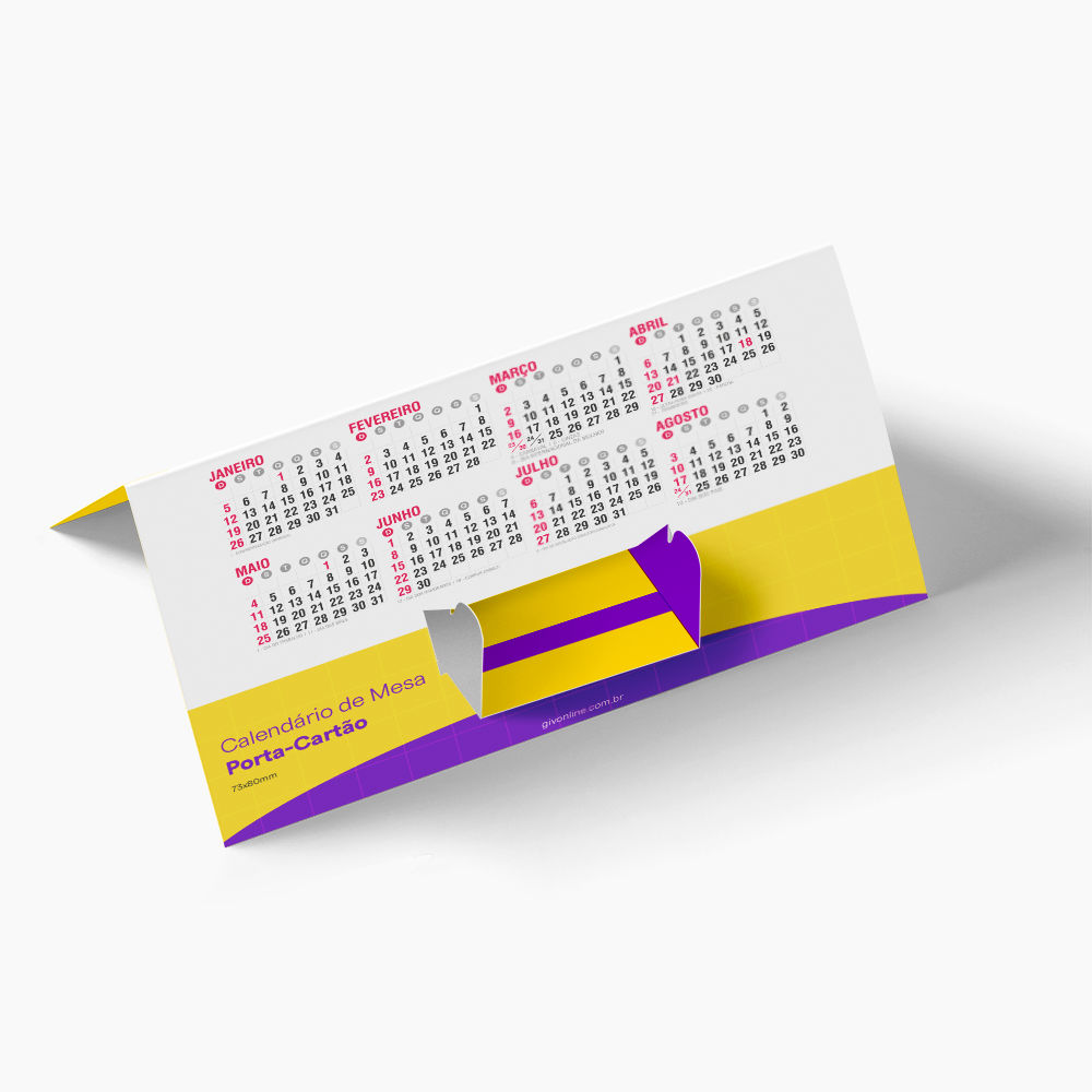 Calendário de Mesa Porta-Cartão