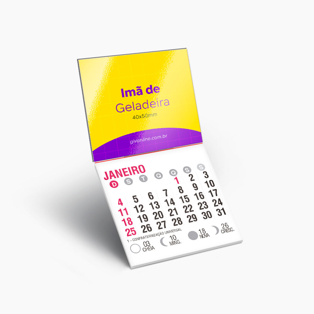 Imã de Geladeira com Calendário 2026