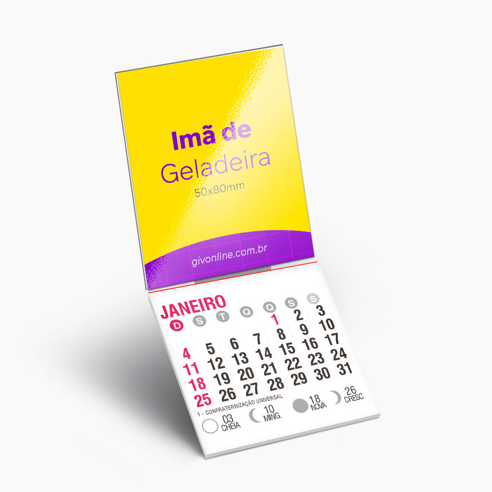 Imã de Geladeira com Calendário 2026