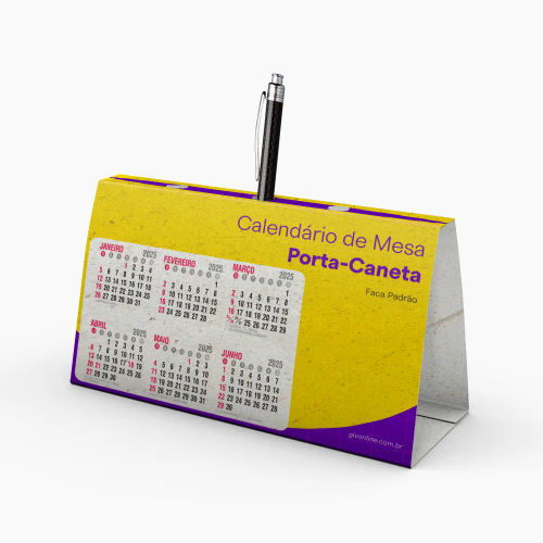 Calendário de Mesa Porta-Caneta