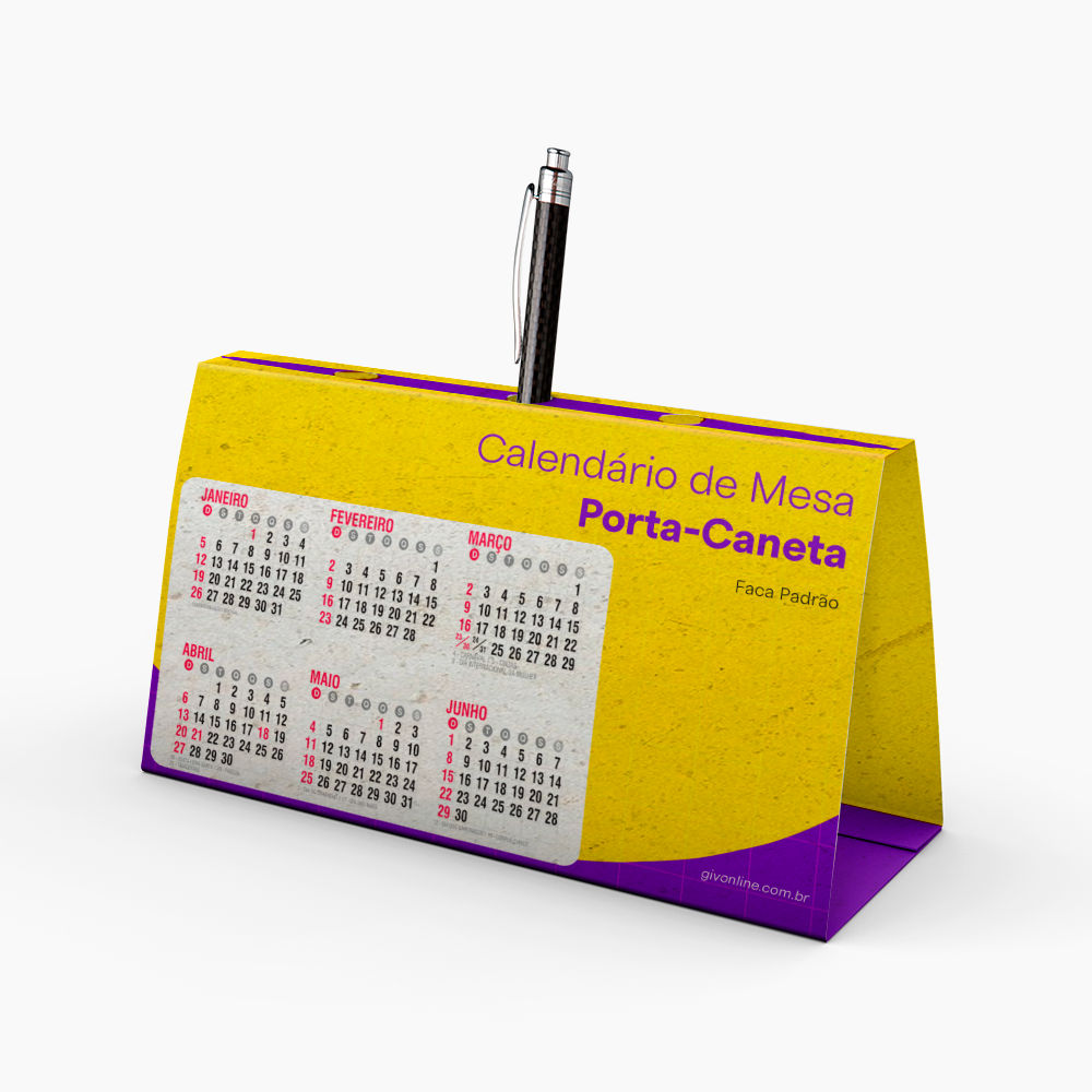 Calendário de Mesa Porta-Caneta