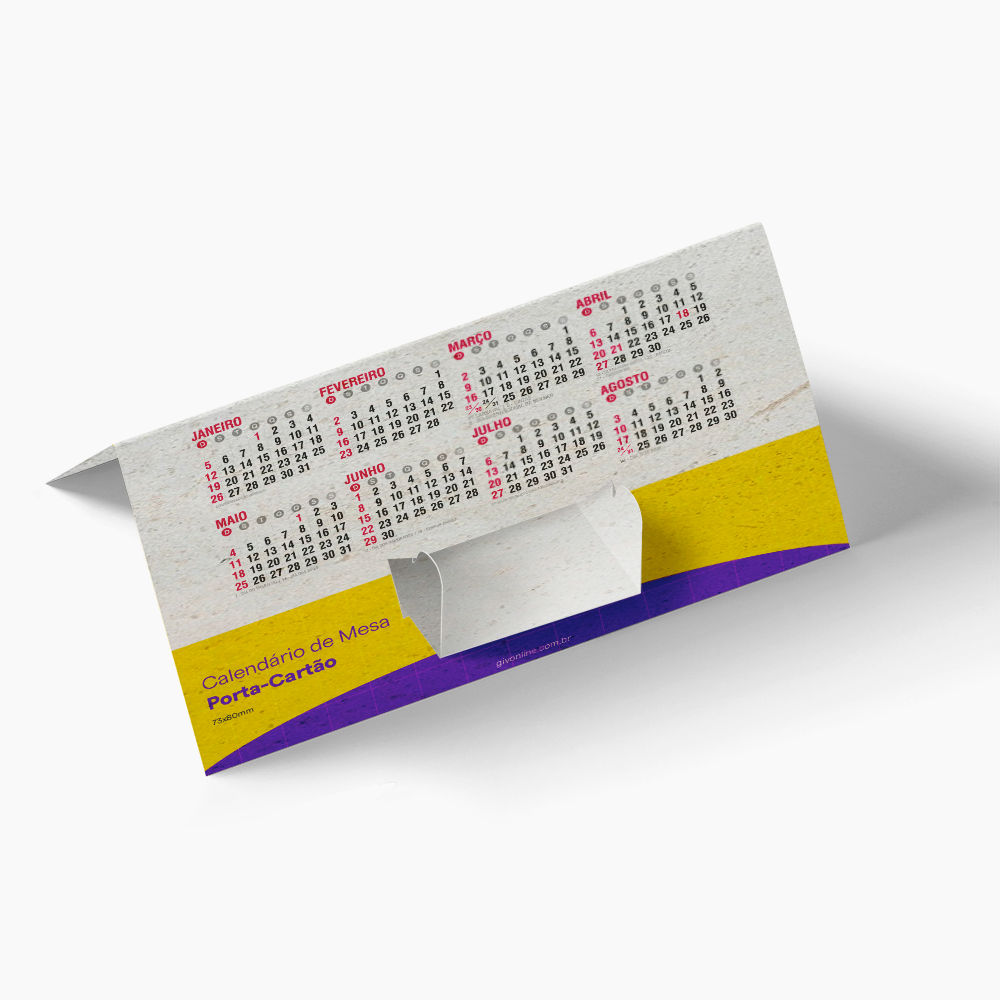 Calendário de Mesa Porta-Cartão