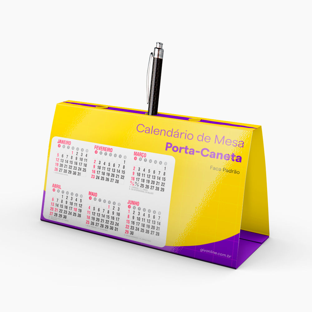 Calendário de Mesa Porta-Caneta