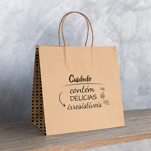 Sacola de Papel a Pronta Entrega Contém Delícias
