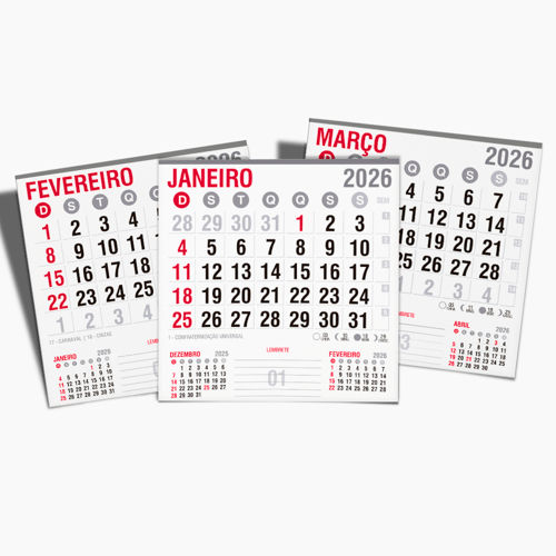 Bloco de Calendário Mini Comercial 2026