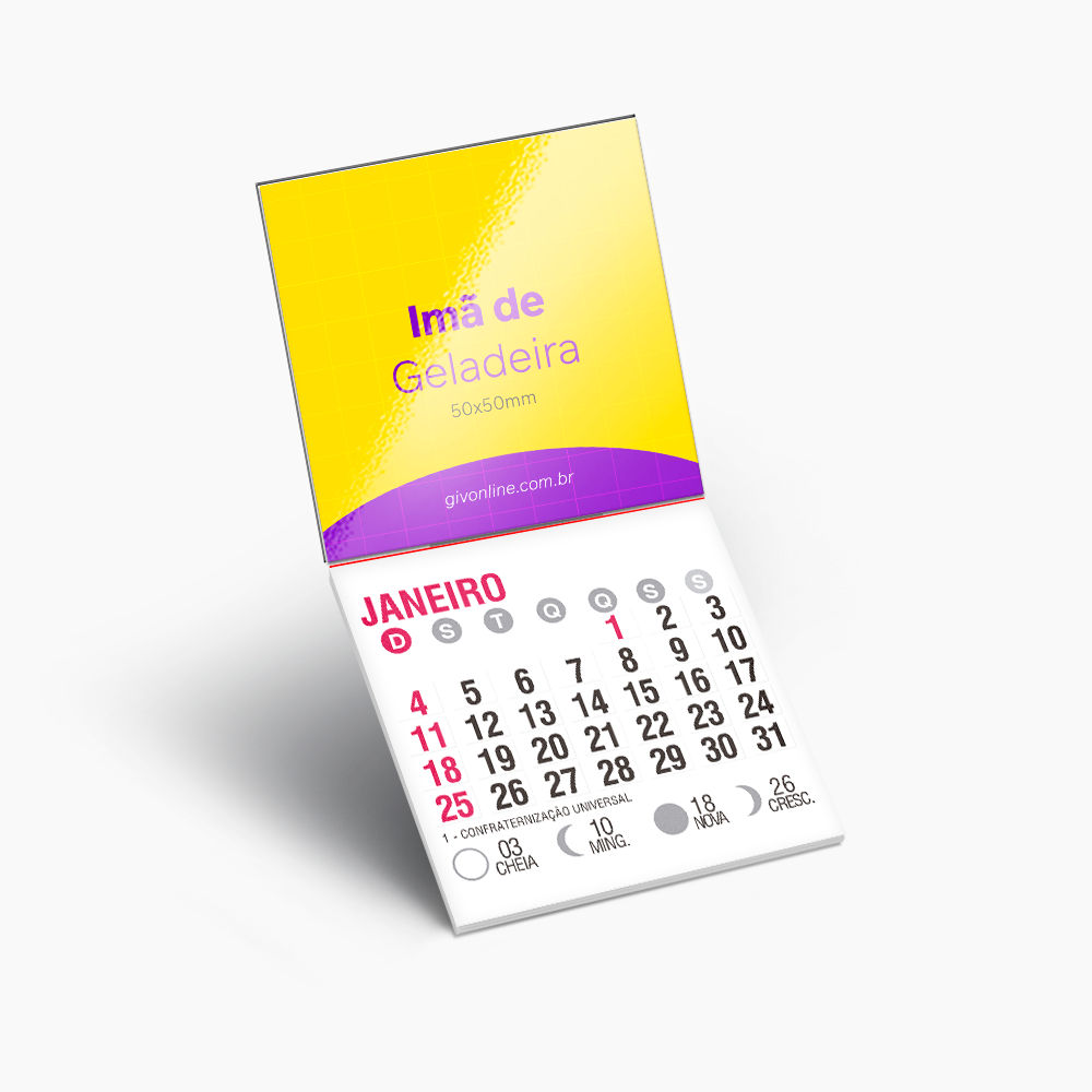 Imã de Geladeira com Calendário 2026