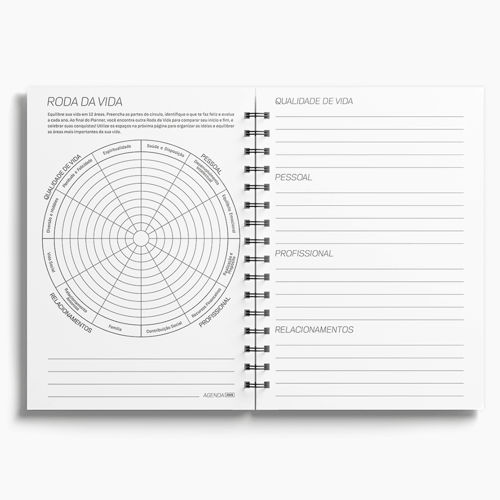 Agenda Premium Diária Branco Floral