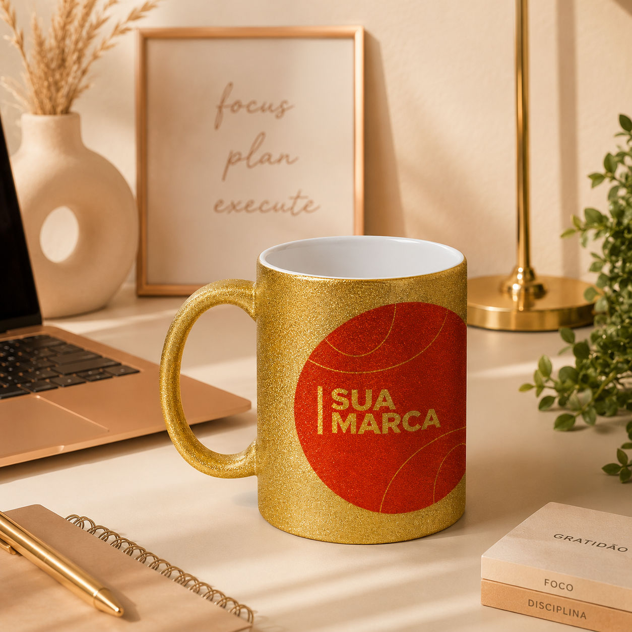 Caneca Glitter Dourado