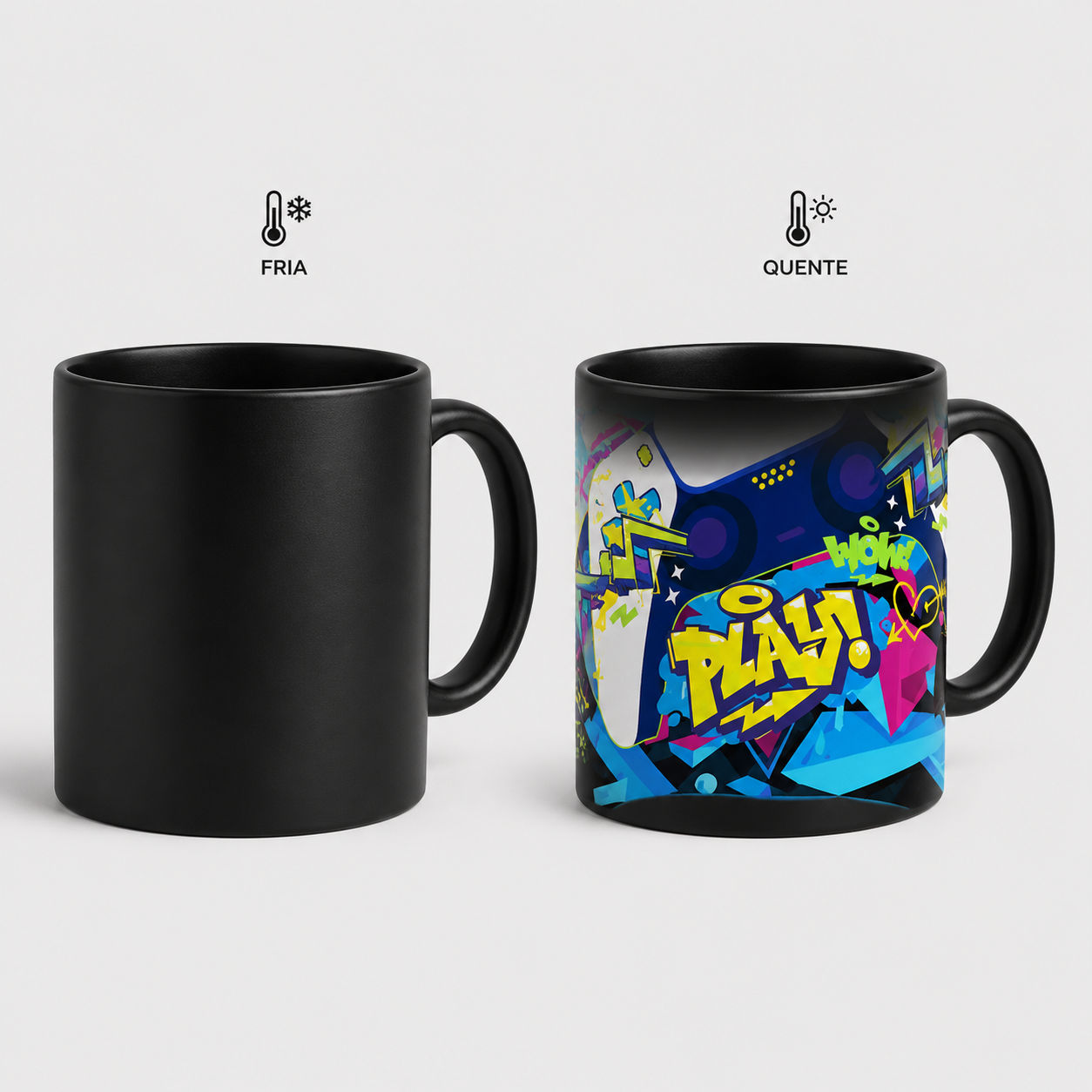 Caneca Mágica Personalizada Preto Brilho