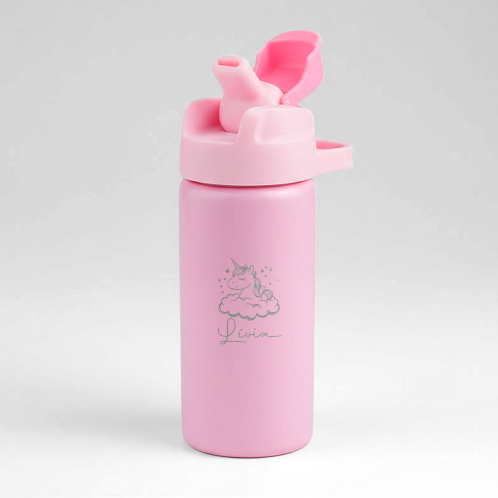 Garrafa Alumínio Com Canudo 600ml