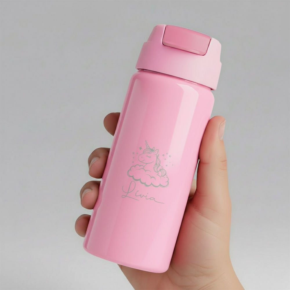 Garrafa Alumínio Com Canudo 600ml