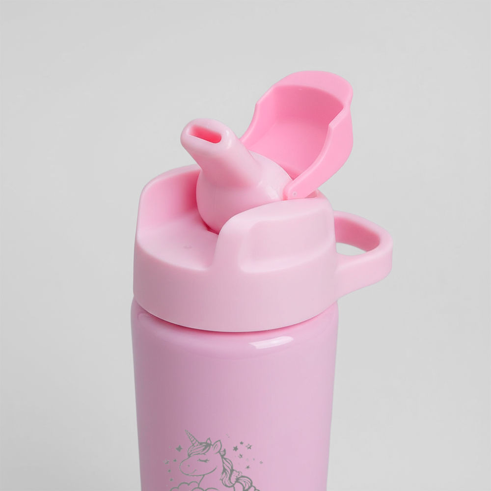 Garrafa Alumínio Com Canudo 600ml