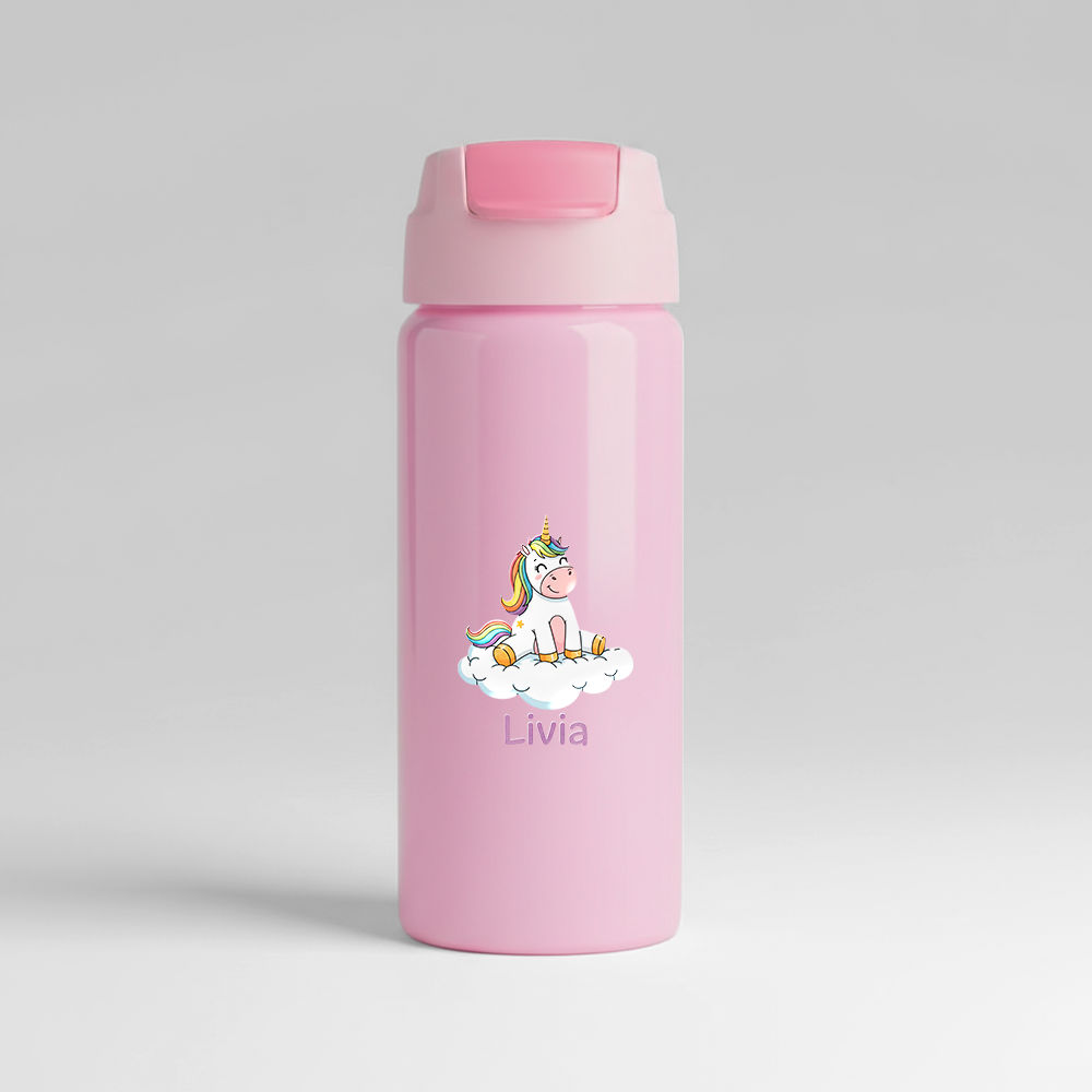 Garrafa Alumínio Com Canudo 600ml