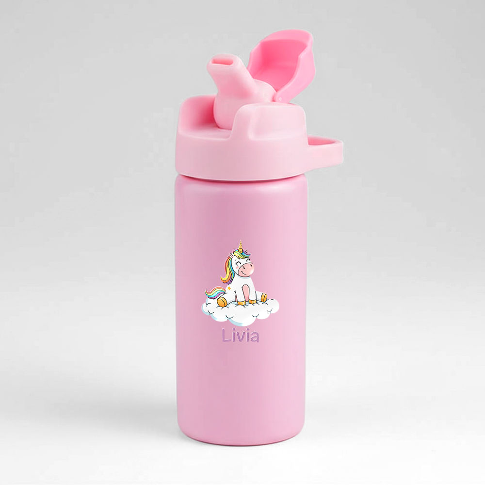 Garrafa Alumínio Com Canudo 600ml