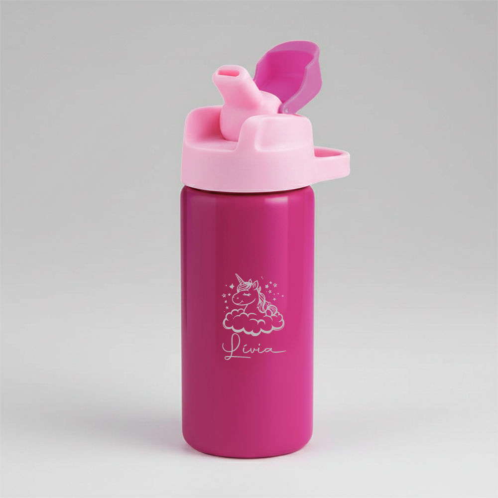 Garrafa Alumínio Com Canudo 600ml