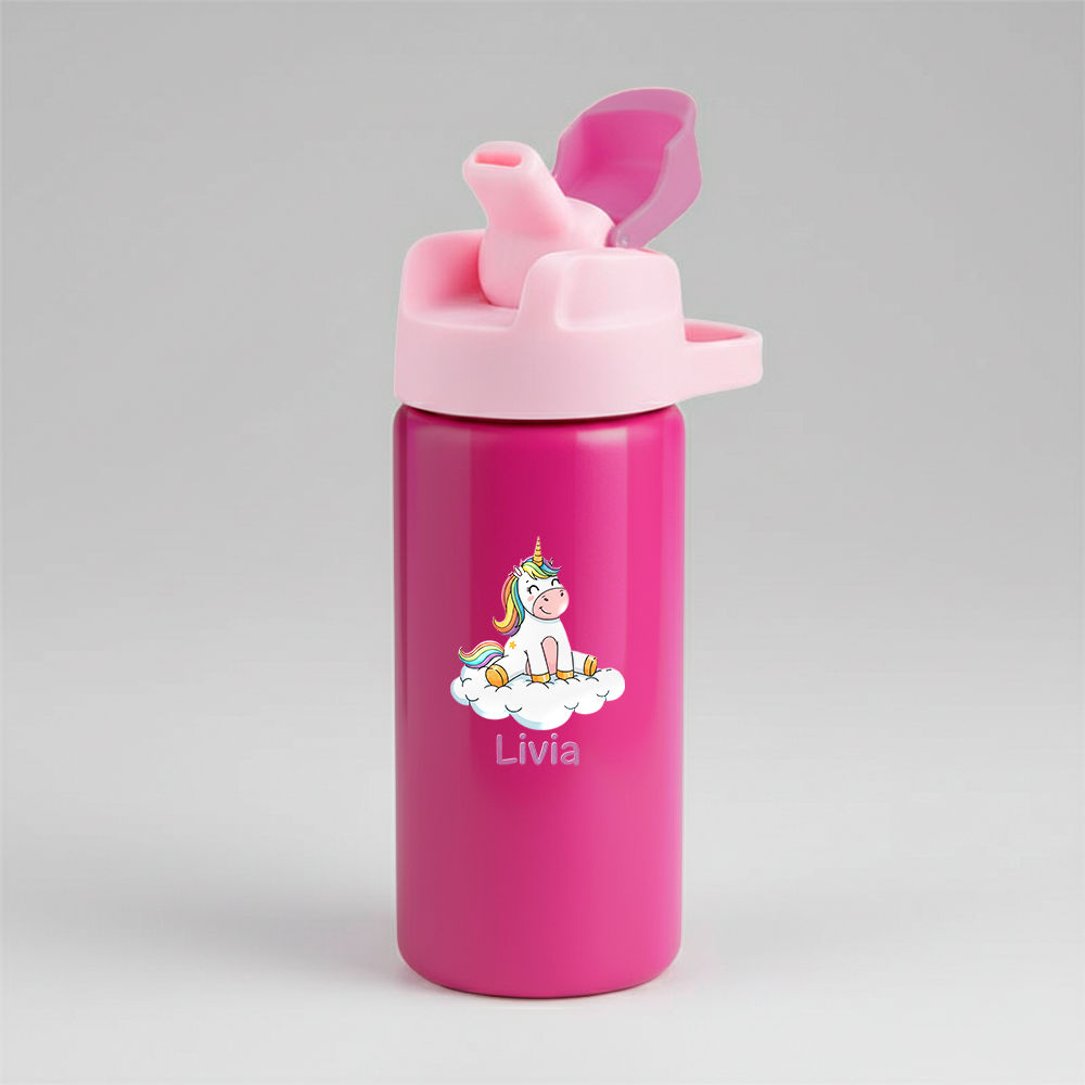 Garrafa Alumínio Com Canudo 600ml