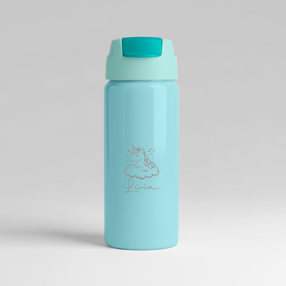 Garrafa Alumínio Com Canudo 600ml