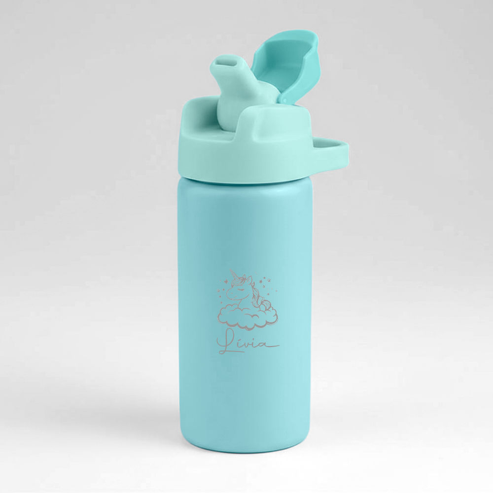 Garrafa Alumínio Com Canudo 600ml