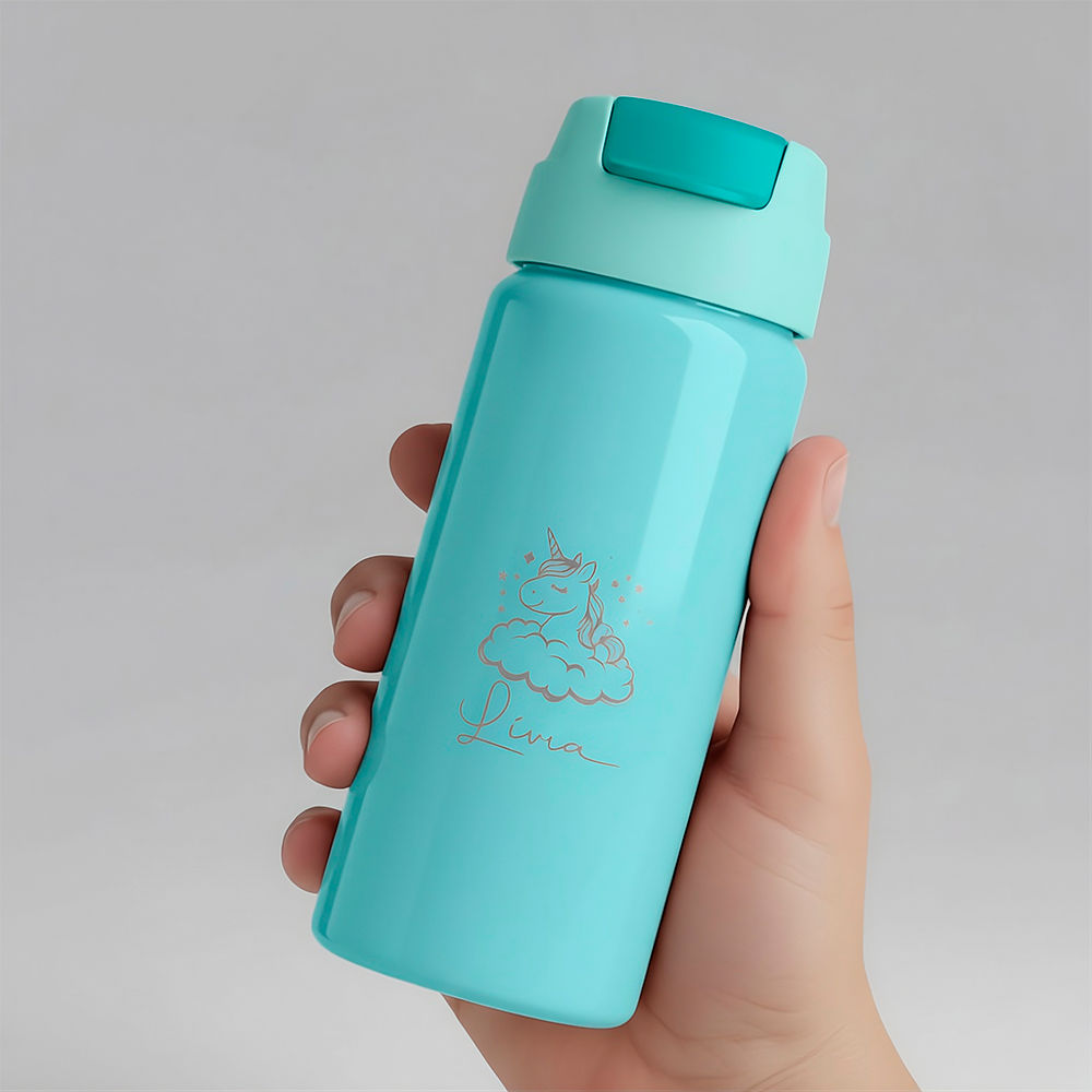 Garrafa Alumínio Com Canudo 600ml