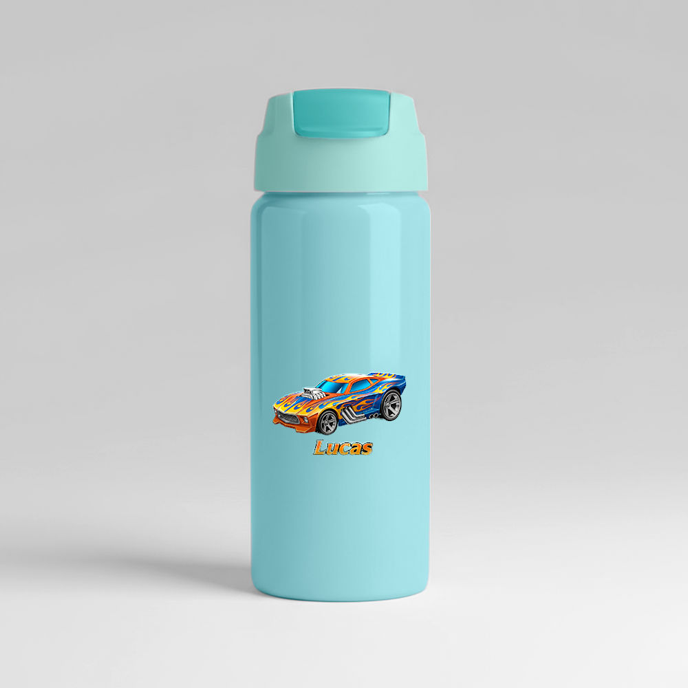 Garrafa Alumínio Com Canudo 600ml