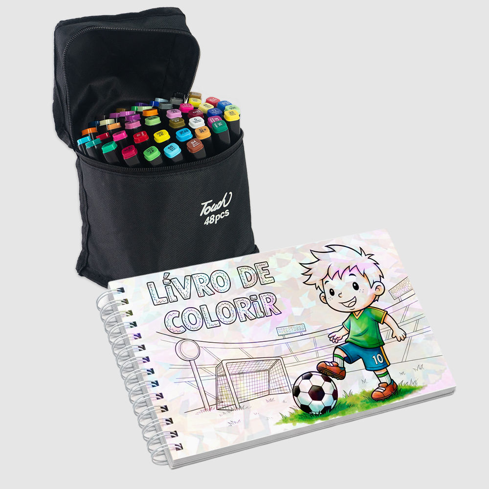 Livro de Colorir Tipo Bobbie Goods + Conjunto Canetas Permanente 48 Cores - Copa 