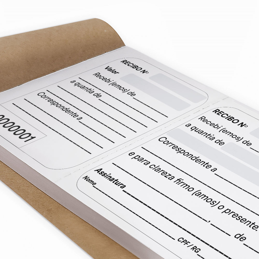 Bloco Recibo Comercial com Canhoto
