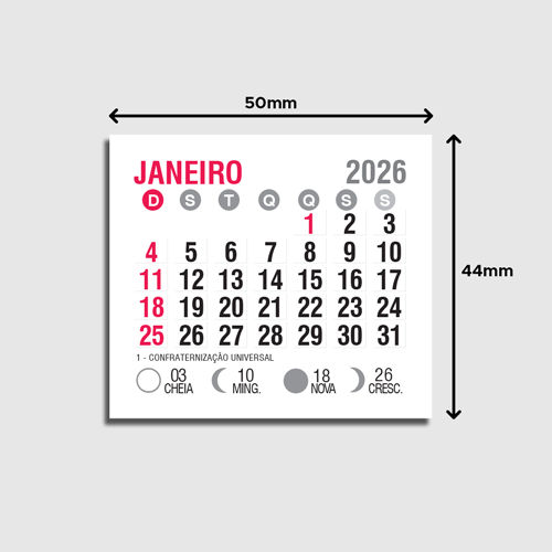 Bloco de Calendário para Ímã de Geladeira 2026