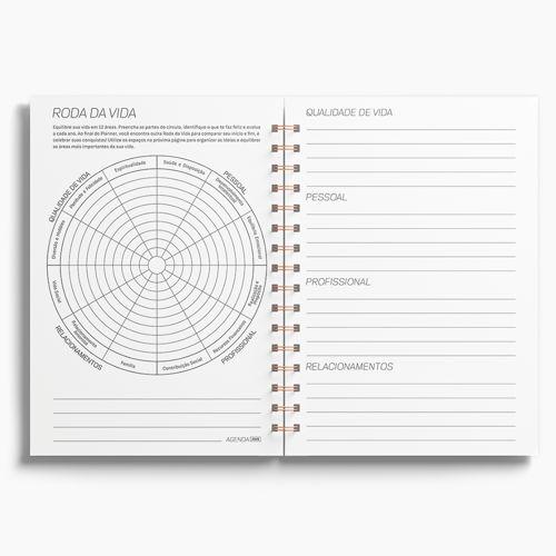 Agenda Premium Diária Branco Floral