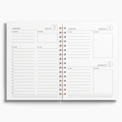 Agenda Premium Diária Branco Floral