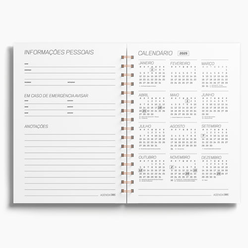 Agenda Premium Diária Branco Floral