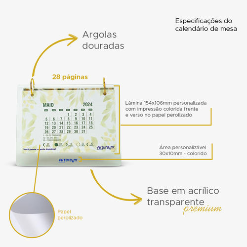 Calendário de Mesa com Argola