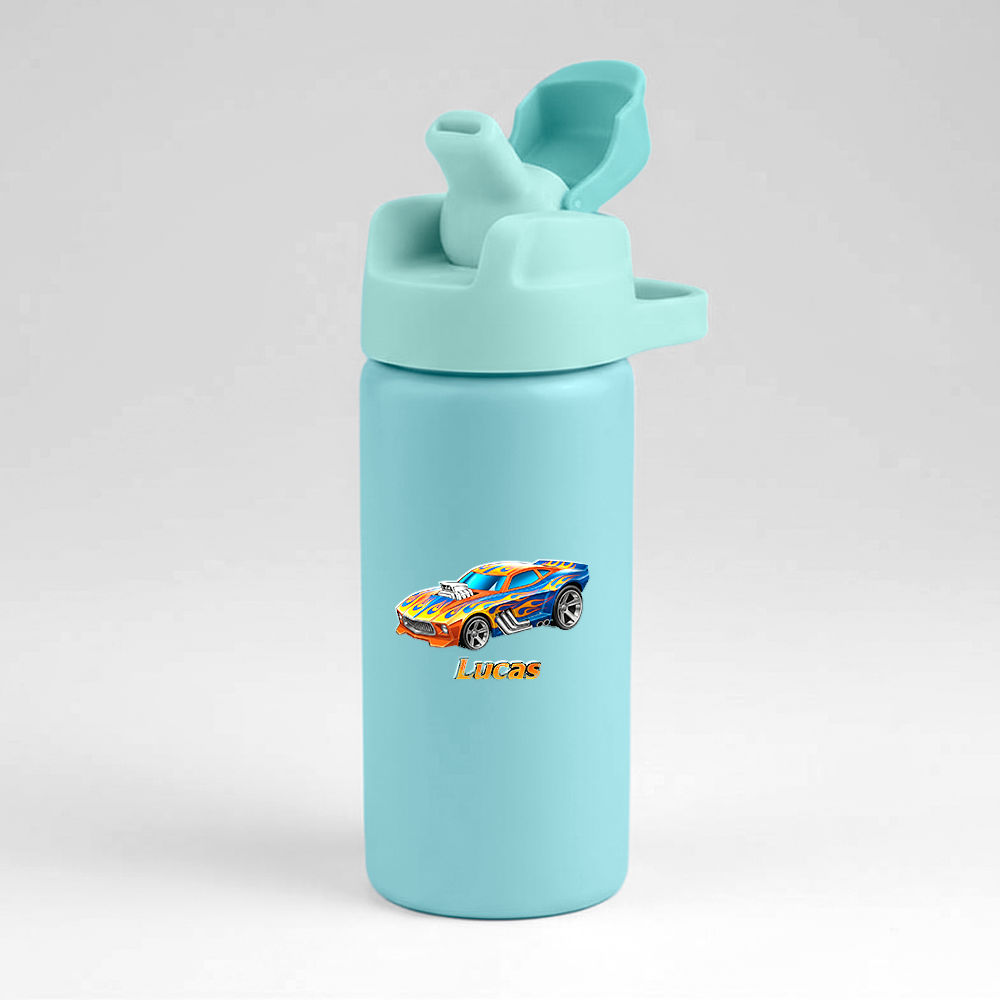 Garrafa Alumínio Com Canudo 600ml