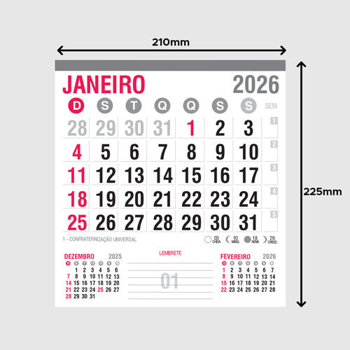 Bloco de Calendário Comercial 2026