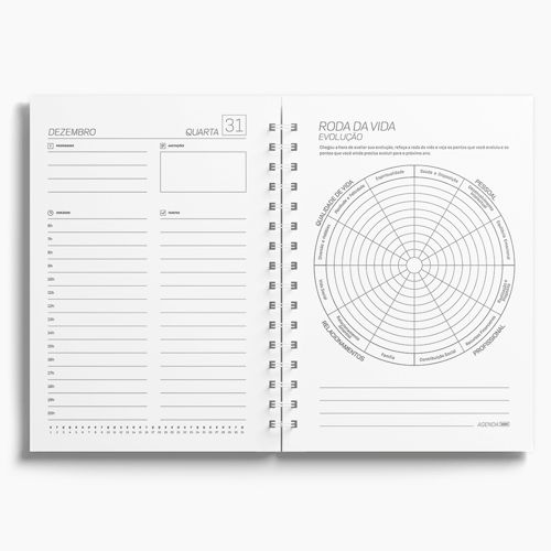 Agenda Premium Diária Mármore Branco