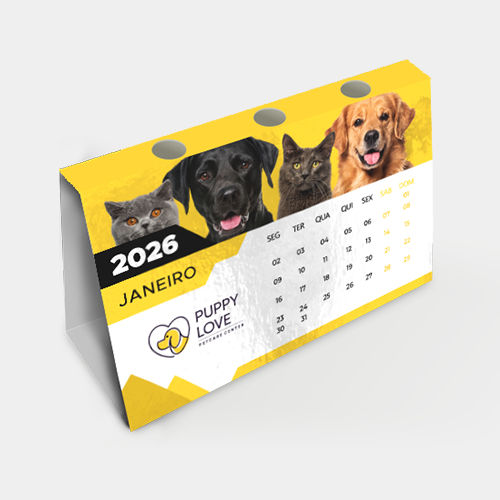 Calendário de Mesa Porta-Caneta