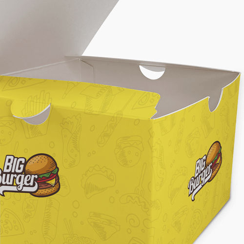 Embalagem Delivery Hambúrguer, Fritas e Porção