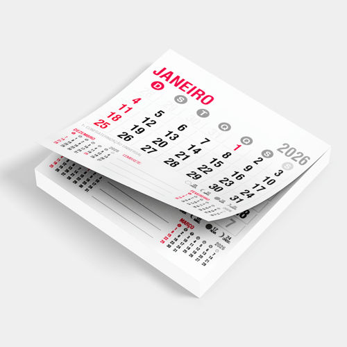 Bloco de Calendário para Postal 2026