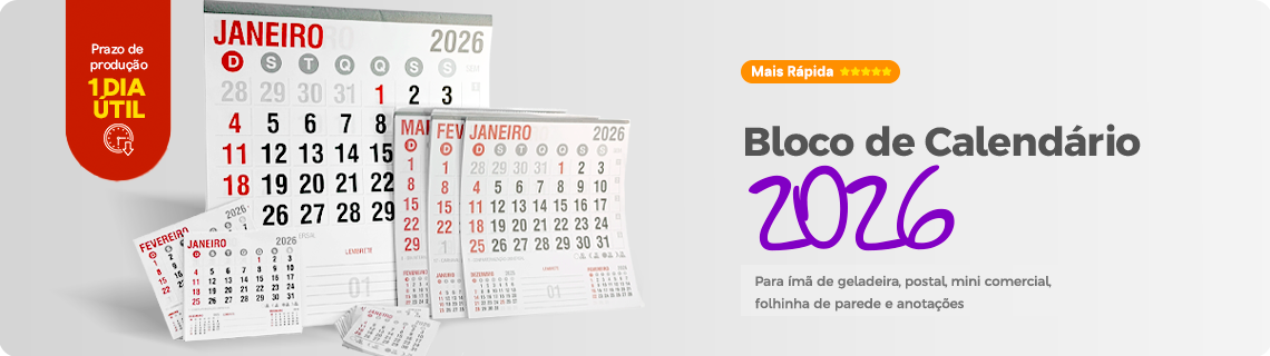 Blocos de Calendários 2026 - Pronta Entrega