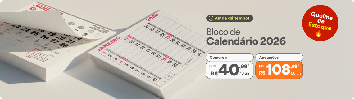 Bloco de Calendário 2026 - Queima de Estoque