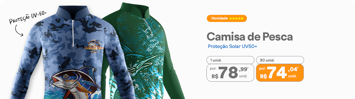 Camisa de Pesca com Proteção Solar UV50+