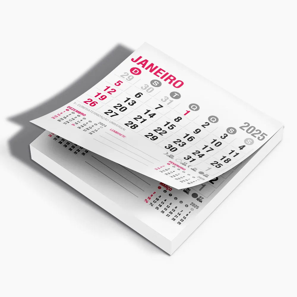 Bloco de Calendário para Postal 2025