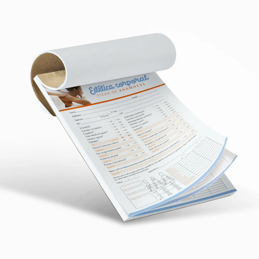 Ficha Anamnese de Estetica Corporal Bloco com 100 Folhas