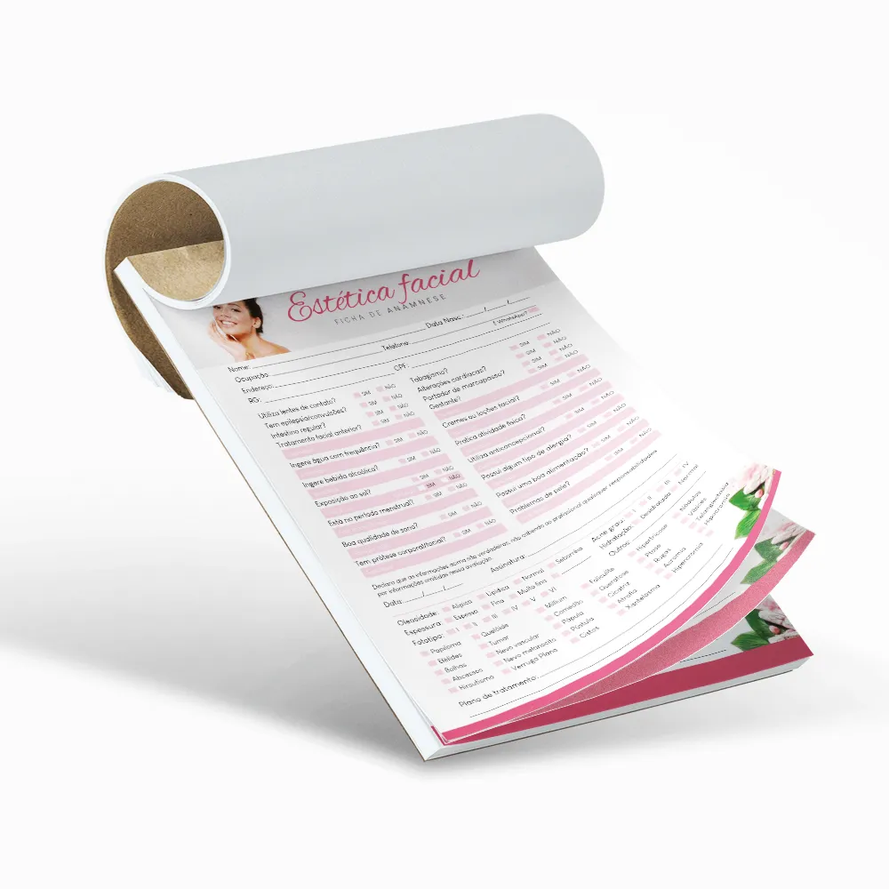 Ficha Anamnese de Estetica Facial Bloco com 100 Folhas