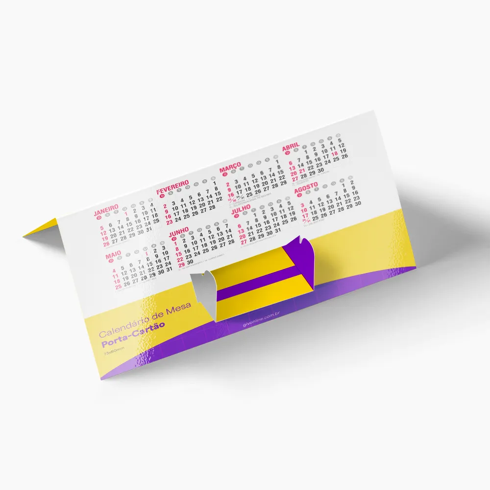 Calendário de Mesa Porta-Cartão